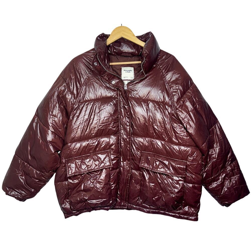 Abercrombie & Fitch Brown Water-Resistant Puffer Jacket Oversized Coat Womens L